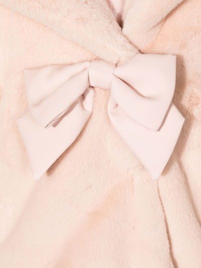 Shop Lapin House Bow-detail Faux-fur Coat In Pink