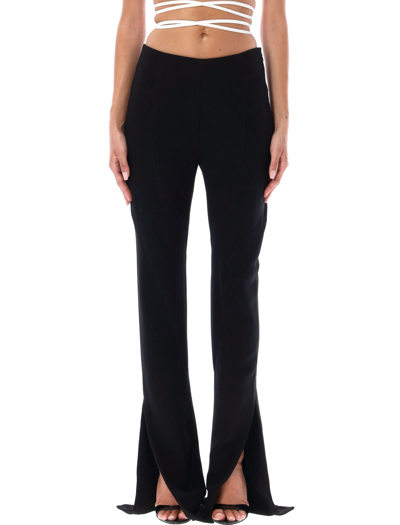 Shop Monot Flared Pants With Ankle Splits In Black