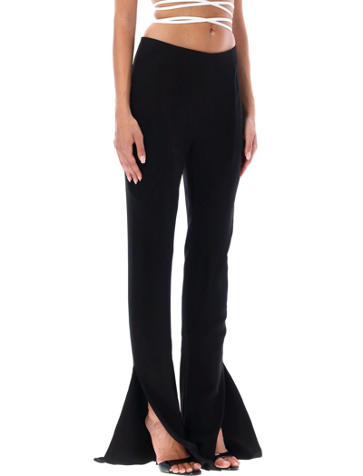 Shop Monot Flared Pants With Ankle Splits In Black