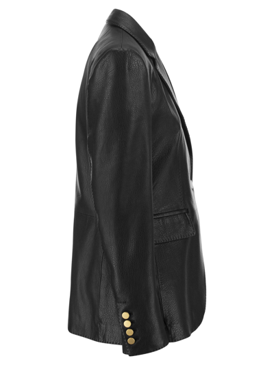 Shop Tagliatore Lambskin Blazer Jacket In Black