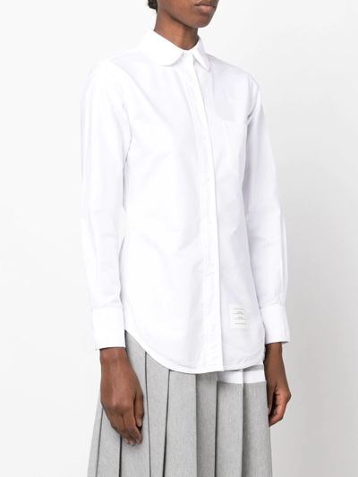 Shop Thom Browne Long-sleeved Cotton Shirt In White