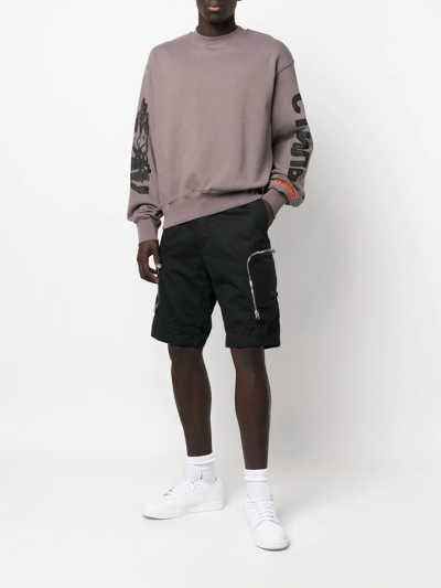 Heron Preston Gray Flaming Skull Sweatshirt In Grey