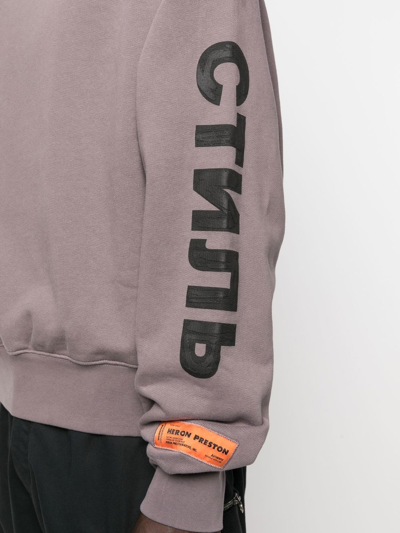 Heron Preston Gray Flaming Skull Sweatshirt In Grey