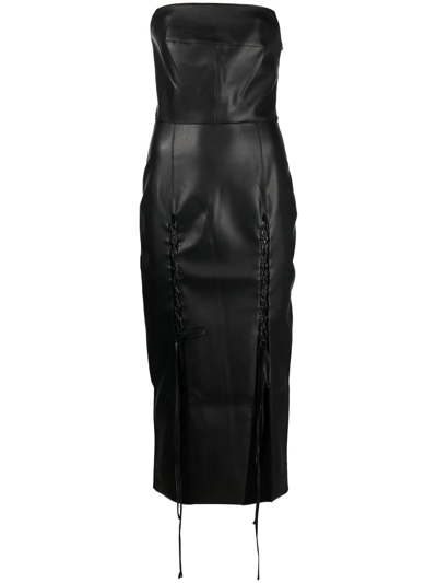 Shop Aleksandre Akhalkatsishvili Lace-up Sleeveless Faux Leather Dress In Black