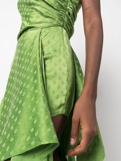 Shop Aleksandre Akhalkatsishvili One-shoulder Asymmetric Ruched Dress In Green