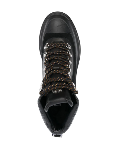 Shop Karl Lagerfeld Luna Hiker Leather Boots In Black