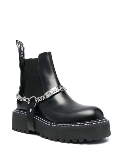 Shop Karl Lagerfeld Patrol Ii Gore Ankle Leather Boots In Black