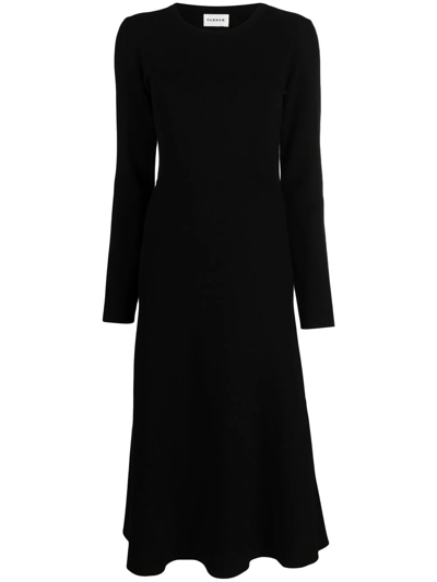 P.a.r.o.s.h Ribbed-knit Midi Dress In Black