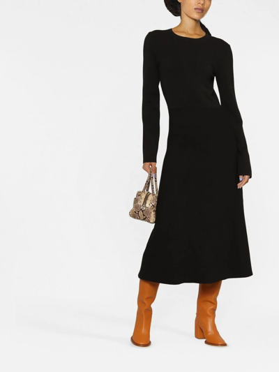 P.a.r.o.s.h Ribbed-knit Midi Dress In Black