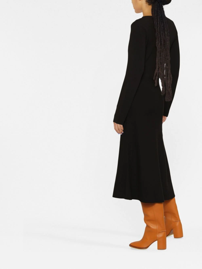 P.a.r.o.s.h Ribbed-knit Midi Dress In Black