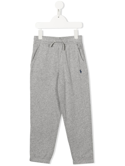 Shop Ralph Lauren Embroidered-logo Track Pants In Grey