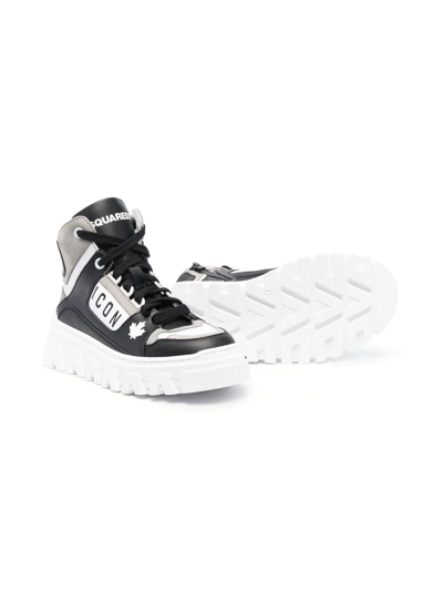 Shop Dsquared2 Icon Contrast-panel High-top Sneakers In Black