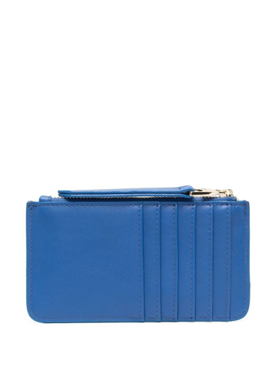 Shop Versace Jeans Couture Logo-lettered Zipped Purse In Blue