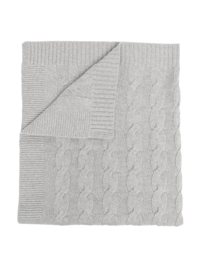 Shop Il Gufo Cable Knit Wool Blanket In Grey