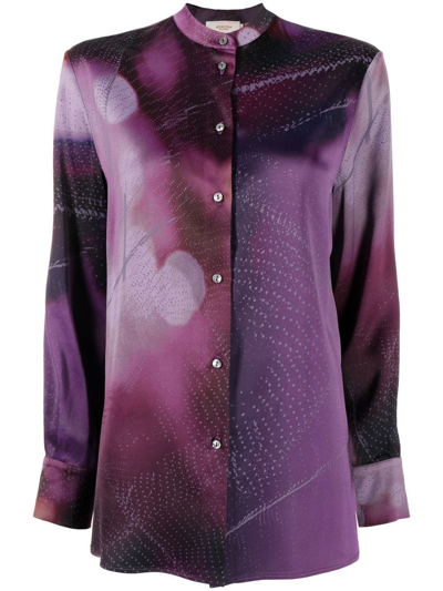 Shop Agnona Bucolic-print Overshirt In Purple