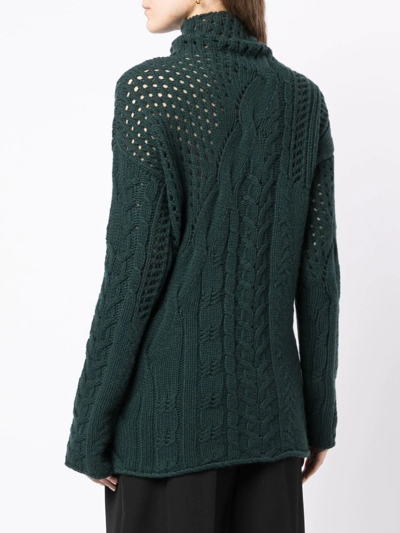 Shop Agnona Cable-knit Cashmere Tunic In Green