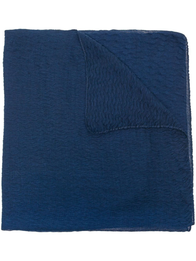 Shop Agnona Textured Cashmere-silk Scarf In Blue