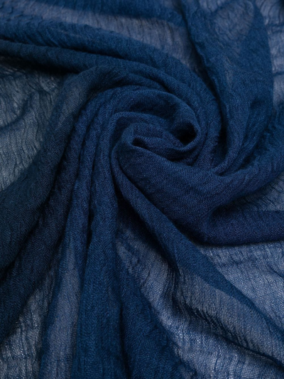 Shop Agnona Textured Cashmere-silk Scarf In Blue