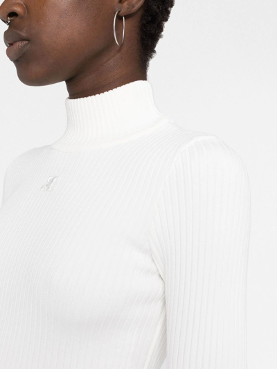 Shop Courrèges Funnel-neck Knitted Top In White