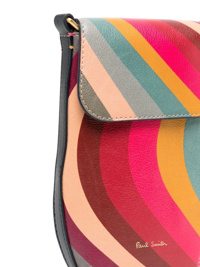 Shop Paul Smith Stripe-print Leather Crossbody Bag In Multicolour