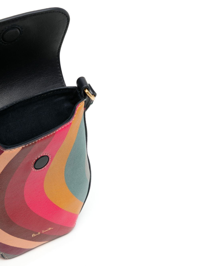 Shop Paul Smith Stripe-print Leather Crossbody Bag In Multicolour