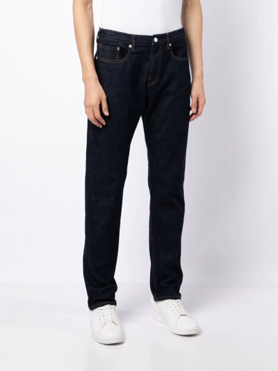 Shop Ps By Paul Smith Logo-patch Straight-leg Jeans In Blue