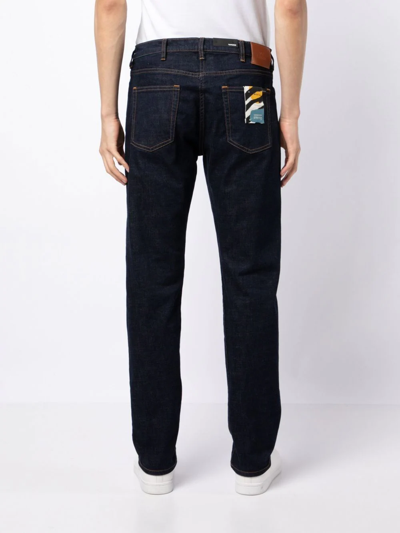 Shop Ps By Paul Smith Logo-patch Straight-leg Jeans In Blue