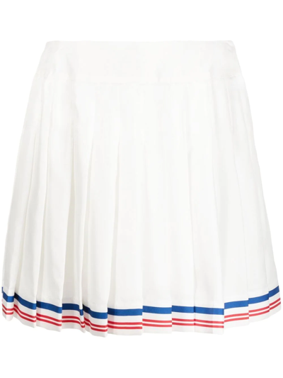 Shop Casablanca Pleated Striped-border Skirt In White