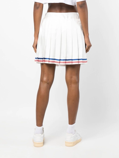 Shop Casablanca Pleated Striped-border Skirt In White