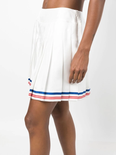 Shop Casablanca Pleated Striped-border Skirt In White