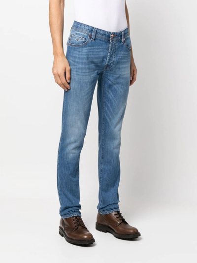 Shop Sartoria Tramarossa Stretch-cotton Straight-leg Jeans In Blue