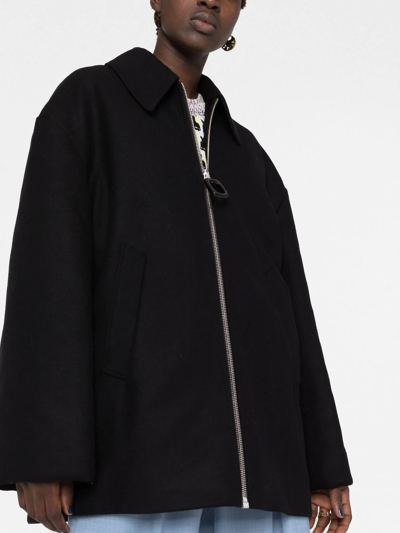 Shop Jw Anderson Zip-front Wool-blend Coat In Black