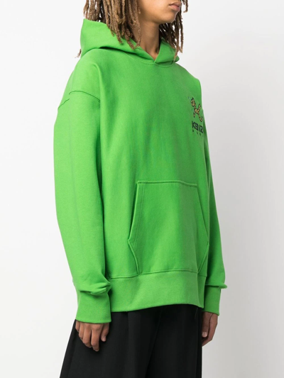 Pre-owned Kenzo Logo-embroidered Hoodie In Green