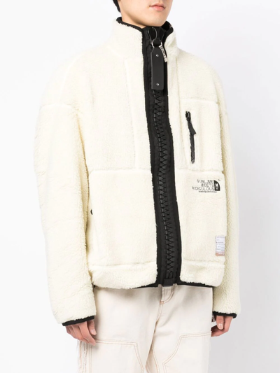 Shop Miharayasuhiro Embroidered-logo Fleece Jacket In White