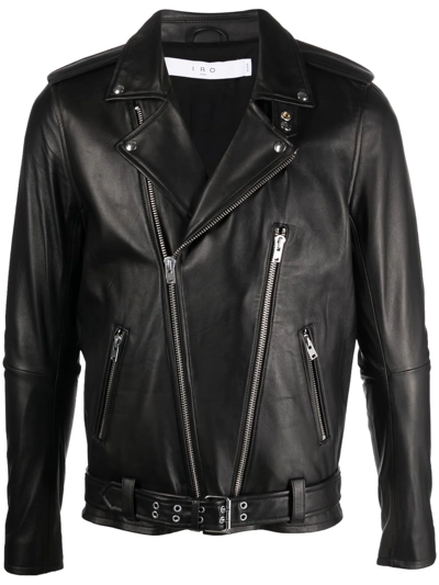 Shop Iro Niele Leather Biker Jacket In Black