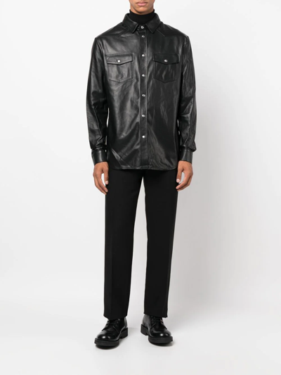 Shop Iro System Long-sleeve Leather Shirt In Black