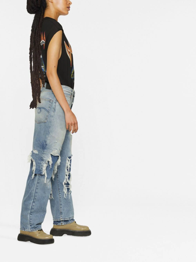 Shop R13 Distressed Wide-leg Jeans In Blue