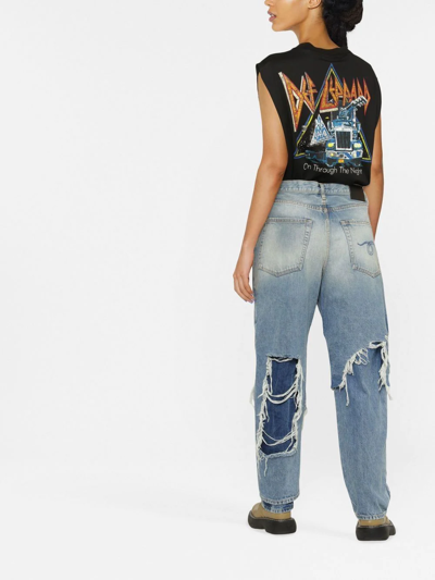 Shop R13 Distressed Wide-leg Jeans In Blue