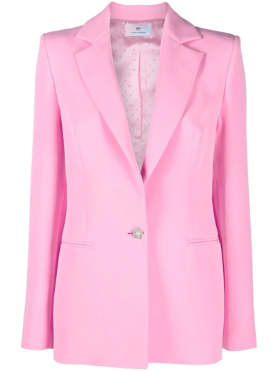 Shop Chiara Ferragni Crystal-embellished Single-breasted Blazer In Pink