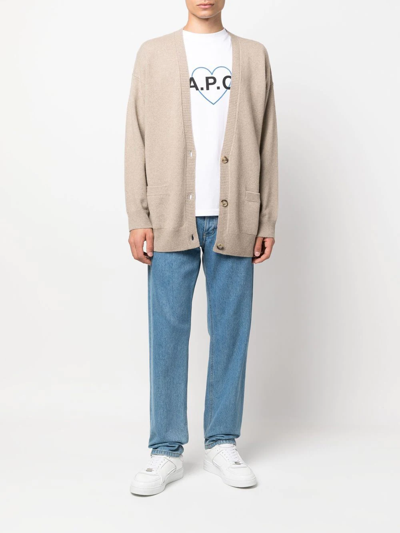 Shop Apc Button-fasten V-neck Cardigan In Neutrals
