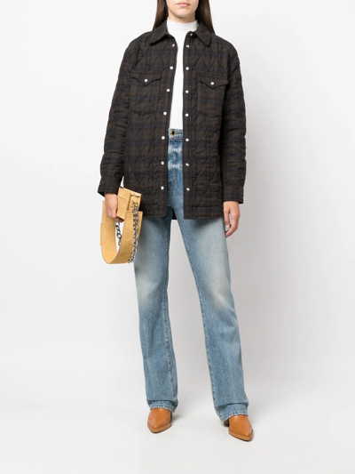 Isabel Marant Étoile Quilted Checked Shirt In Green