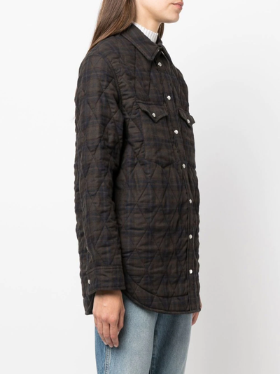 Isabel Marant Étoile Quilted Checked Shirt In Green