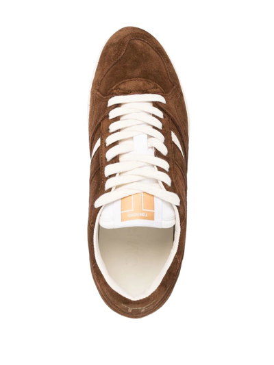 Shop Tom Ford Two-tone Suede Sneakers In Brown