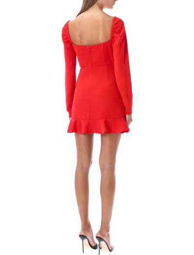 Shop Self-portrait Crepe Bow Mini Dress In Red