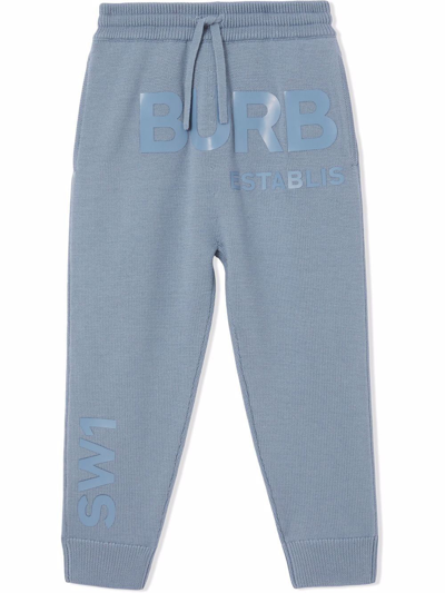 Shop Burberry Girls  Light Blue Wool Pants In #add8e6