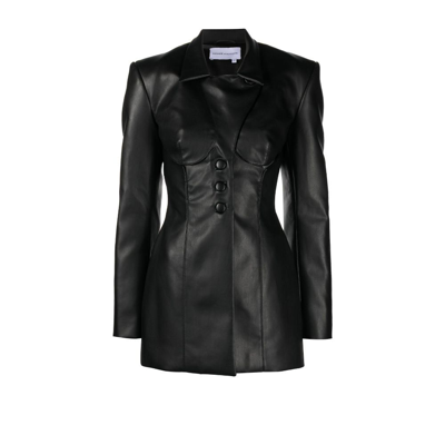 Shop Aleksandre Akhalkatsishvili Black Faux Leather Blazer