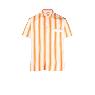 Shop Tekla Orange Striped Poplin Sleep Shirt