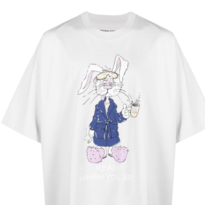 Shop Martine Rose Grey Bunny Print Cotton T-shirt In Neutrals