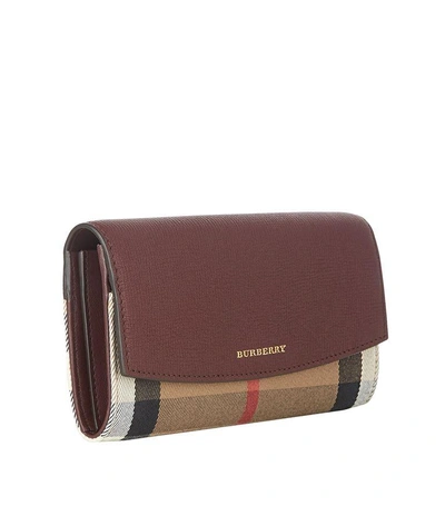 Shop Burberry Porter House Check And Leather Continental Wallet