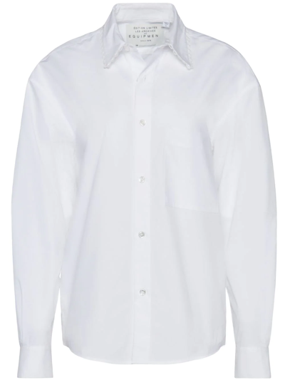 Shop Equipment Scallop-trim Long-sleeve Cotton Shirt In White